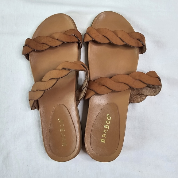 Bamboo womens rubber Slide On  sandals size 7.5 in brown - Picture 1 of 6